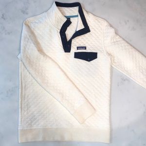 Patagonia navy and cream crew neck